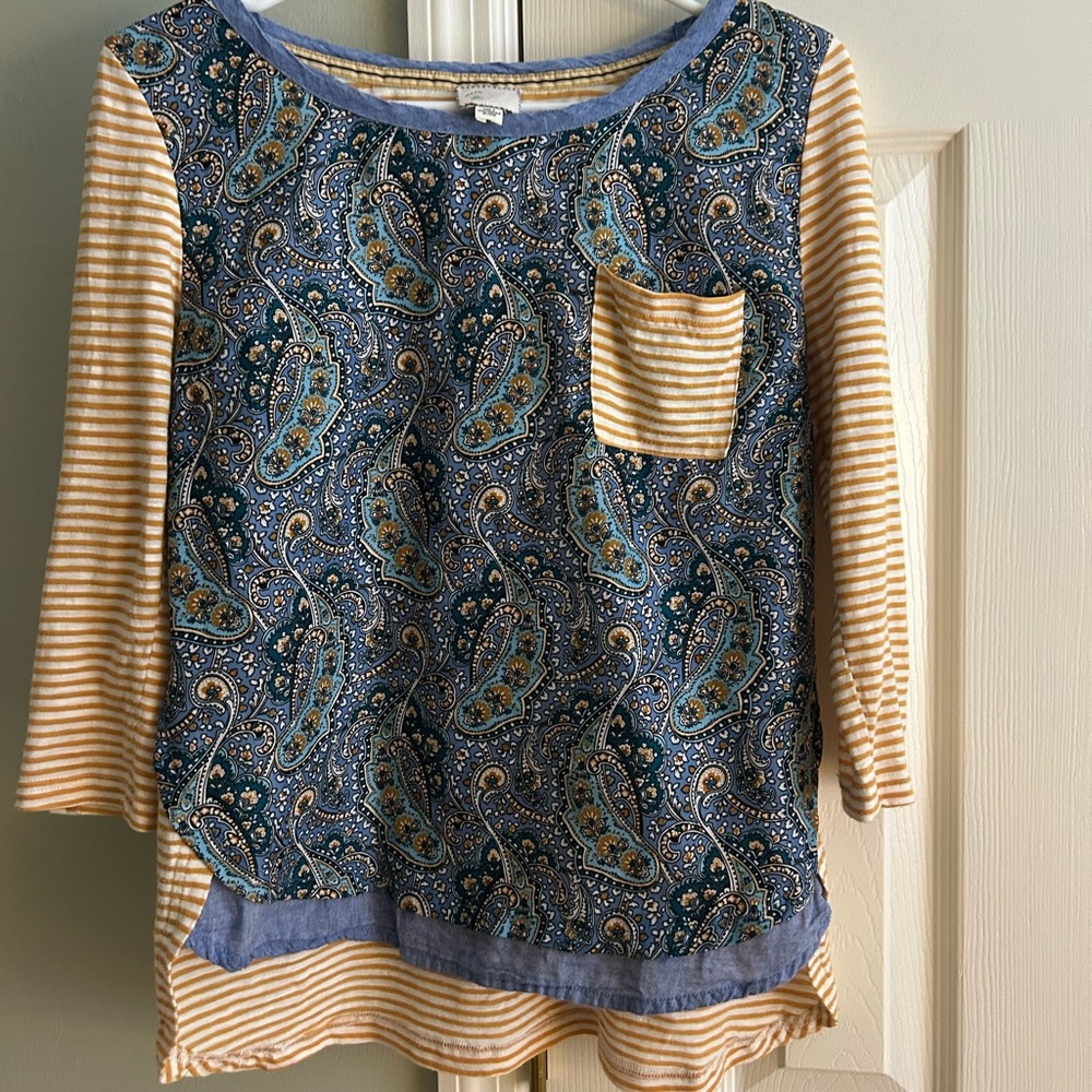 Anthropologie Paisley and Striped Women's Top
